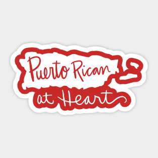 Puerto Rican At Heart: Puerto Rico State Pride Calligraphy State Silhouette Sticker